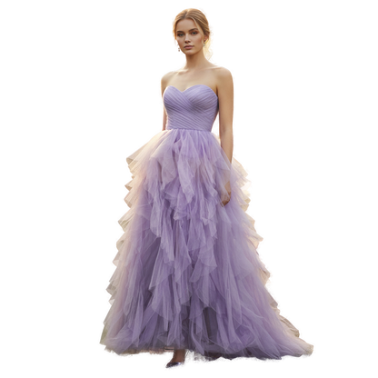 Dazzling Lavender Tulle Gown: Purple Power for Bold Entrances