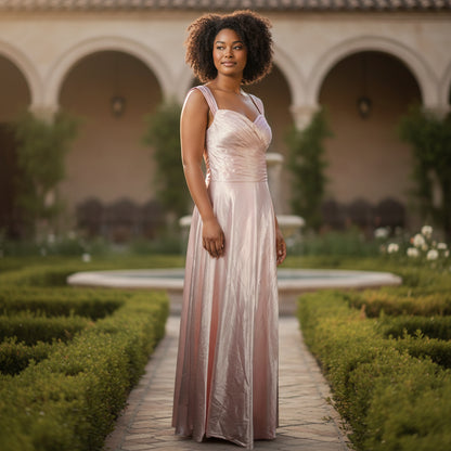 Blushing Belle Lace-Up Evening Gown