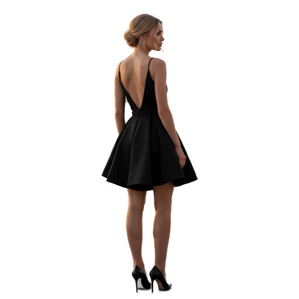 Vibrant Black Skater Dress: Effortlessly Chic Evening Wear