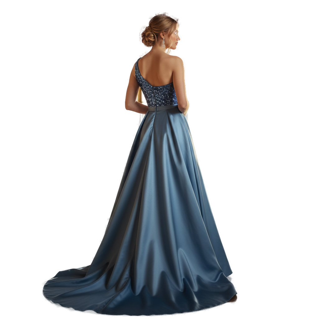 Dazzling Blue One-Shoulder Sequin Gown for Show-Stopping Nights
