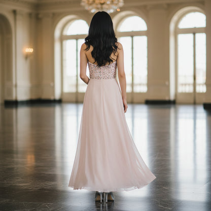 Glamorous Blush Dream Gown with Dazzling Sequins for Celebrations
