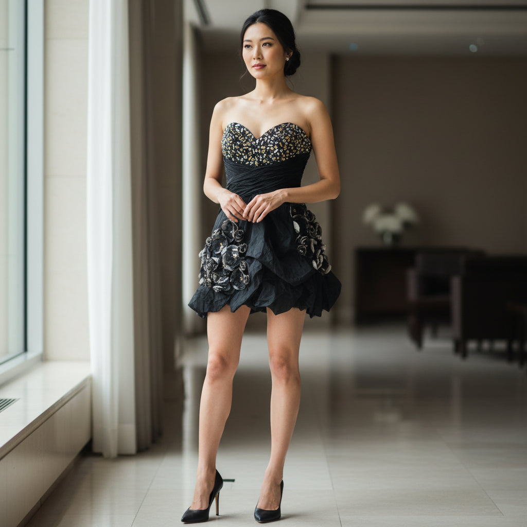 Dazzling Black Embellished Mini Dress for Sizzling Nights