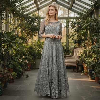 Show-Stopping Silver Sequin Symphony Dress for Gala Nights