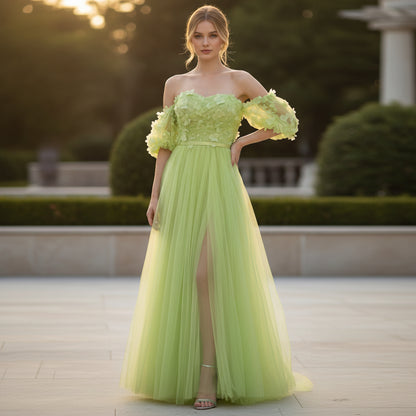 Lime Sorbet Tulle Gown: Bold Spring Evening Glam