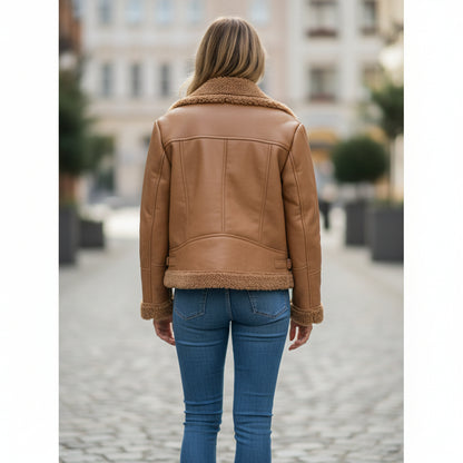 Fierce Cognac Reversible Shearling Jacket: Cozy Command for Every Adventure