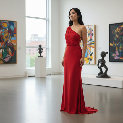 Dramatic Scarlet Backless Gown: Unleash Your Inner Diva