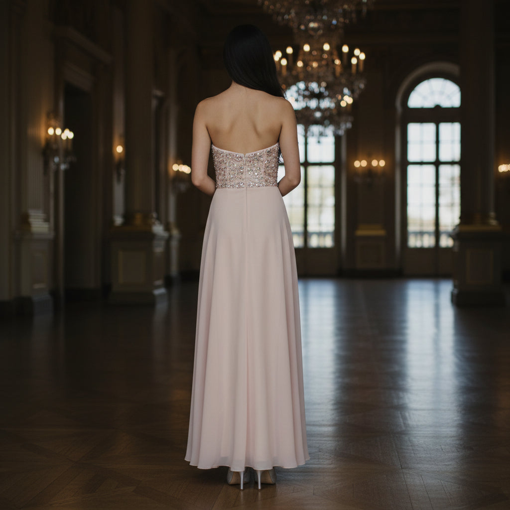 Glamorous Blush Dream Gown with Dazzling Sequins for Celebrations