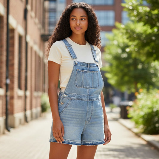 Light Wash Short Overalls - Ready for Adventure!
