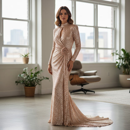 Glimmering Goddess: The Dazzling Evening Gown