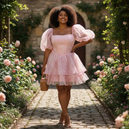 Whimsical Pink Puff Princess Dress