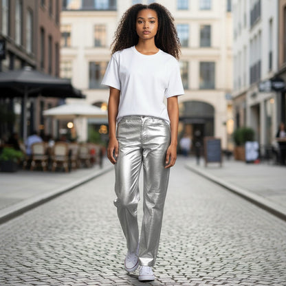 Metallic Faux Leather Pants - Space Age Chic!