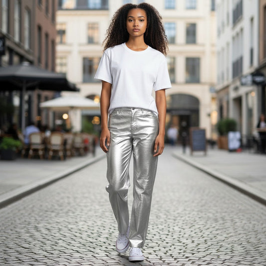 Metallic Faux Leather Pants - Space Age Chic!