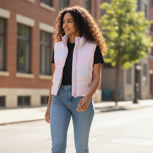 Pastel Puffy Vest - Sleeveless Warmth with a Splash of Sass