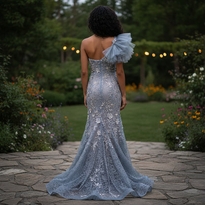 Ocean Dreams: One-Shoulder Elegance Gown