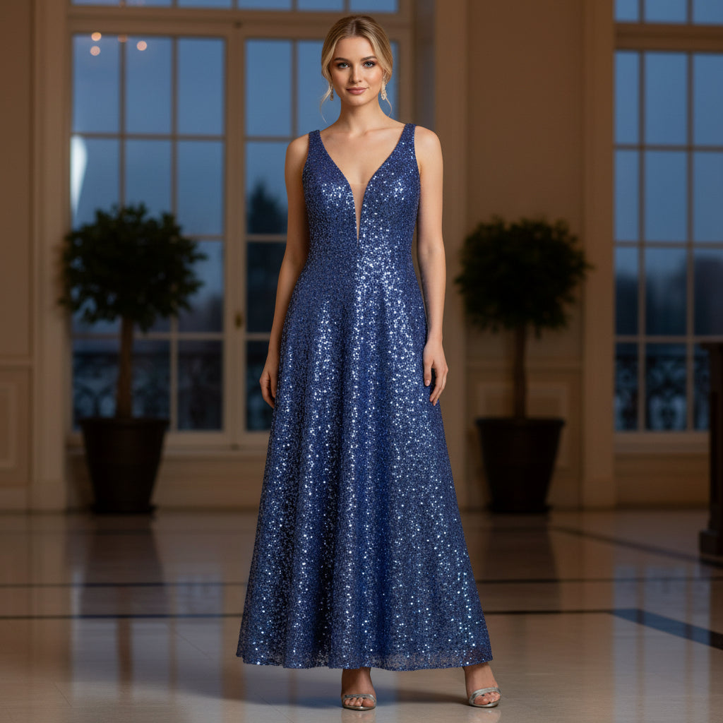 Dazzling Midnight Sequin Gown: Show-Stopping Glam