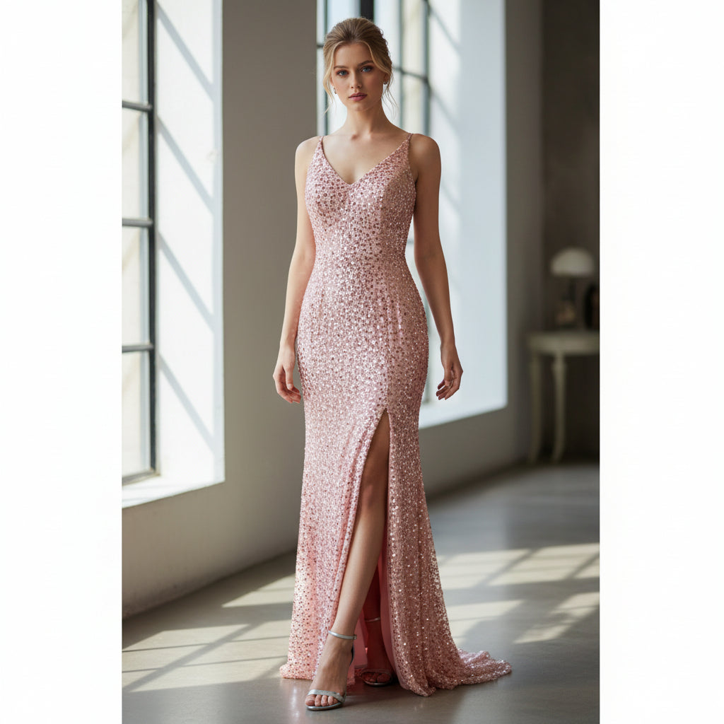 Dazzling Pink Sequin Gown: Ultimate Glamour Showstopper