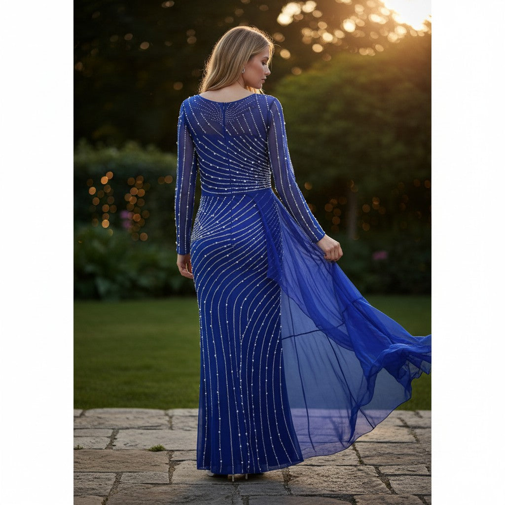 Sequined Party Dress - Royal Blue Brilliance