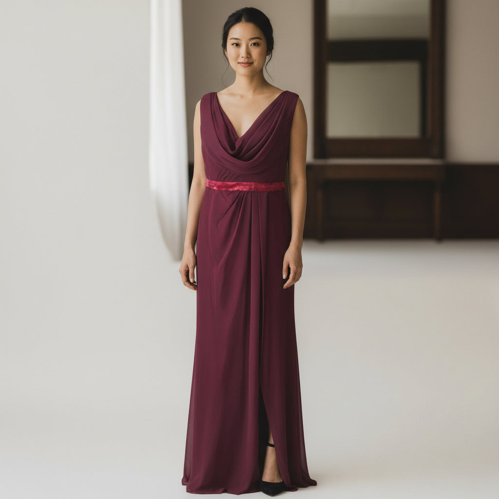 Show-Stopping Maroon Maxi with Dramatic Lattice Back