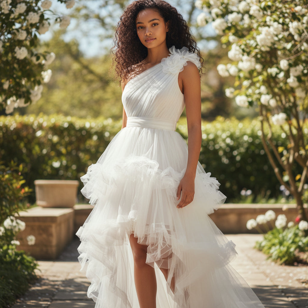 Whimsical Wonder: The One-Shoulder Tulle Dream Dress