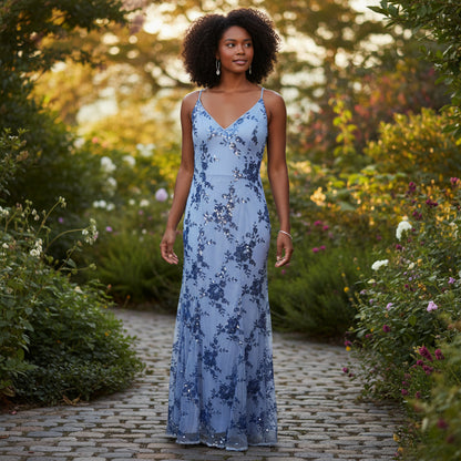 Blue Blossom Glamour Gown: A Sea of Sparkle