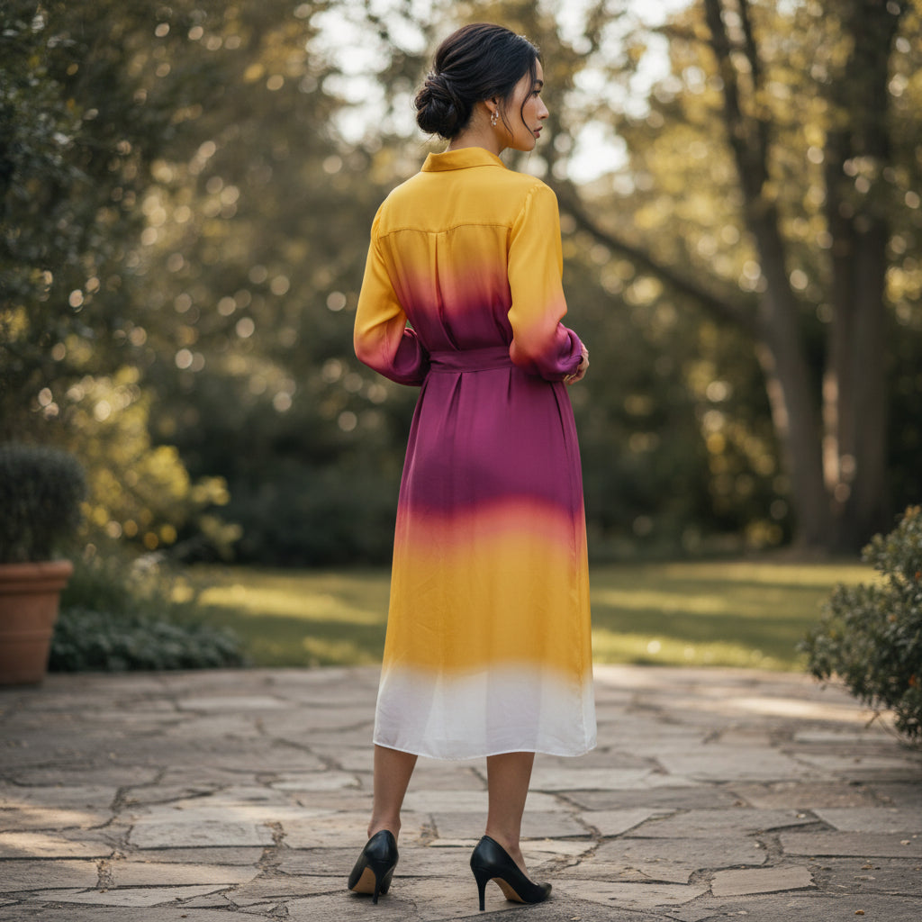 Sunset Satin Wrap Dress – Unleash Your Bold Spirit