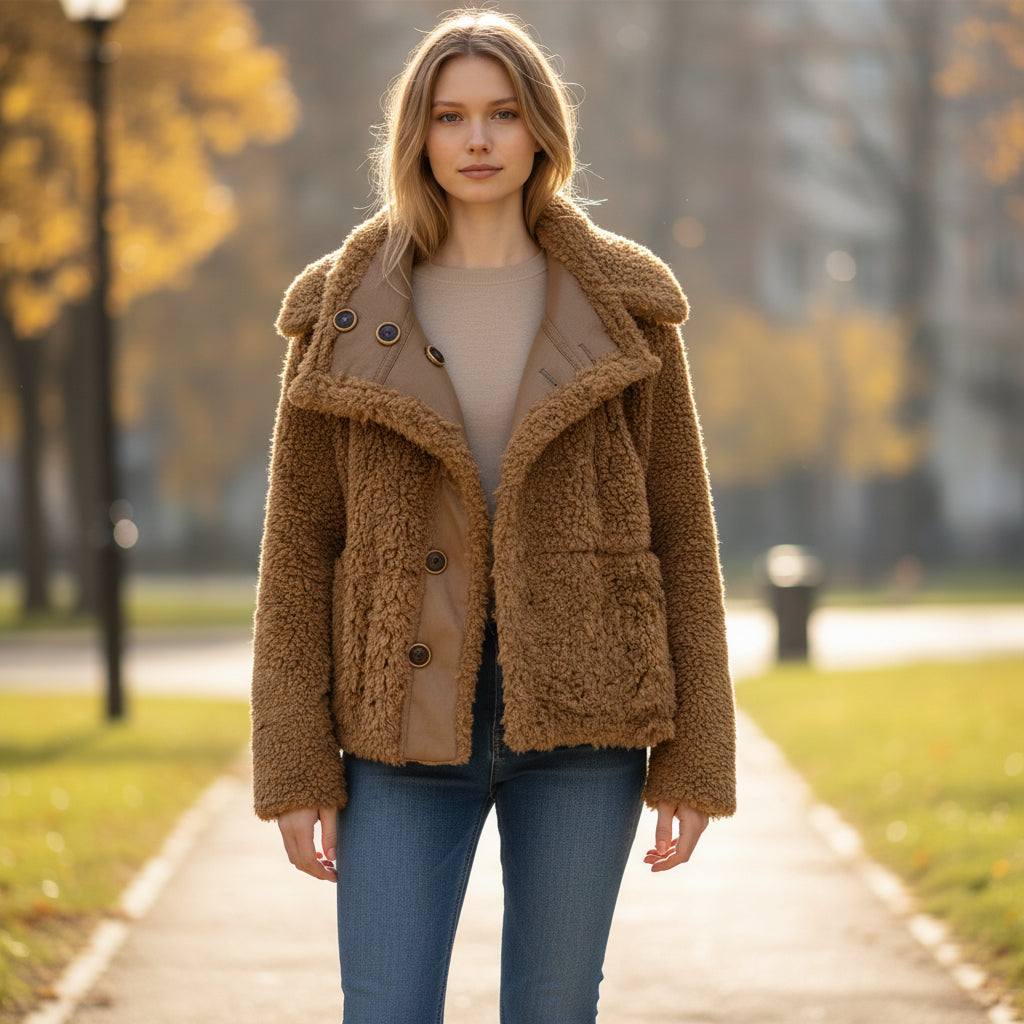 Fierce Cognac Reversible Shearling Jacket: Cozy Command for Every Adventure