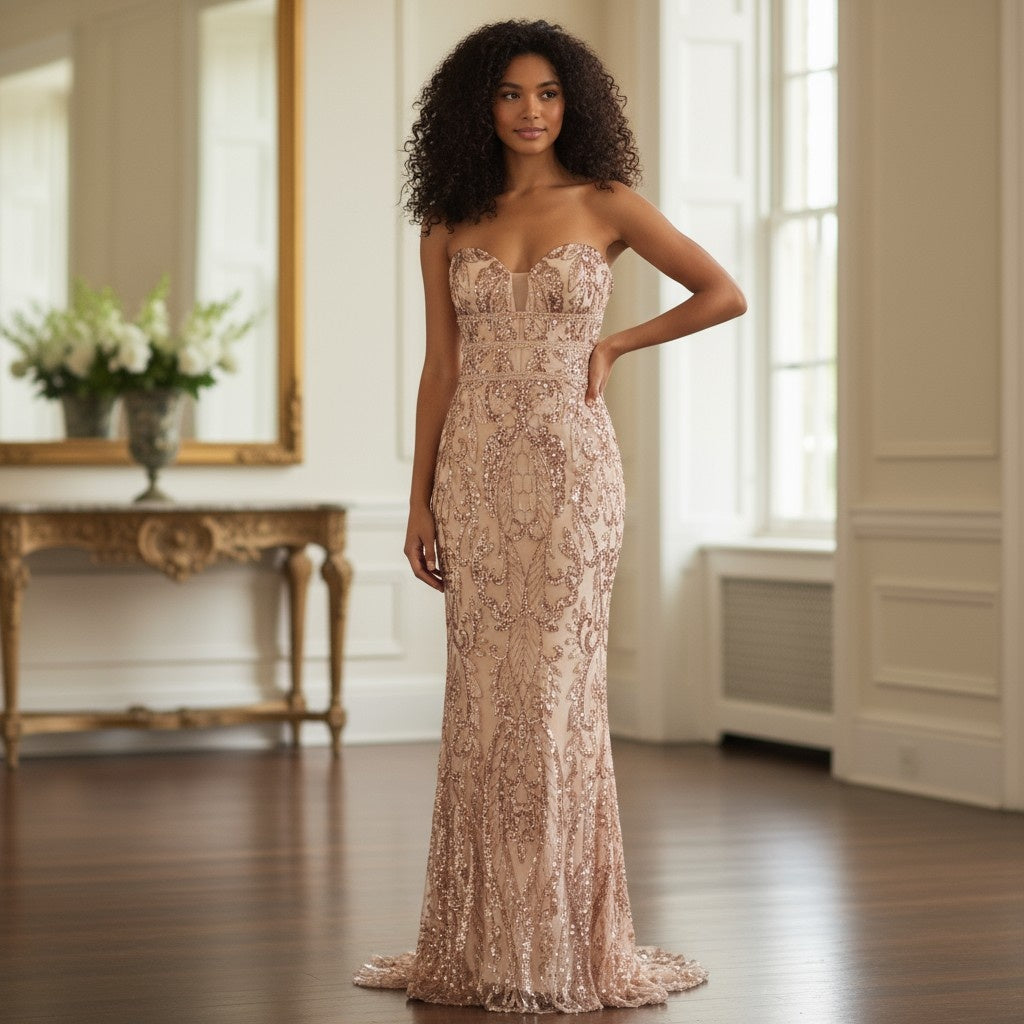 Glamour Goddess Sequined Evening Gown