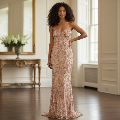 Glamour Goddess Sequined Evening Gown