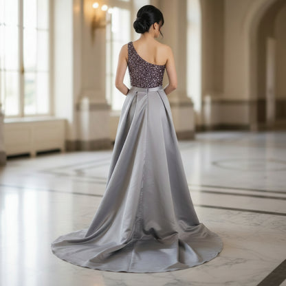Dazzling One-Shoulder Sequined Gown for Show-Stopper Moments
