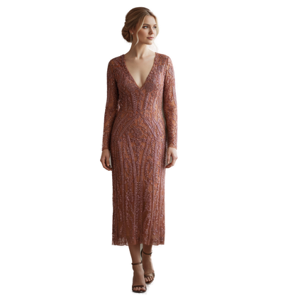 Show-Stopping Copper Embroidered Gala Dress