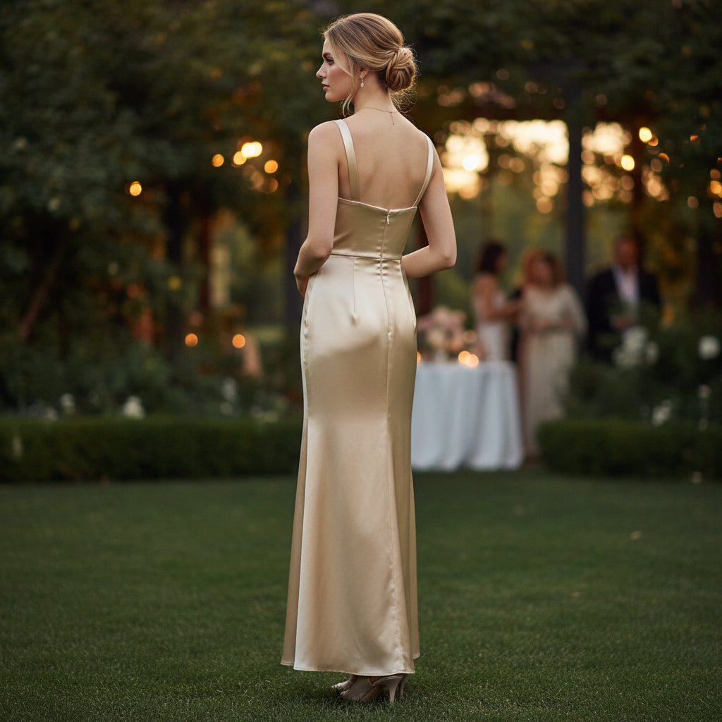 Dazzling Champagne Silk Gown for Red-Carpet Moments