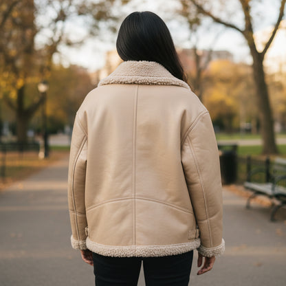 Bold Tan Reversible Shearling Jacket: Fierce Winter Warmth