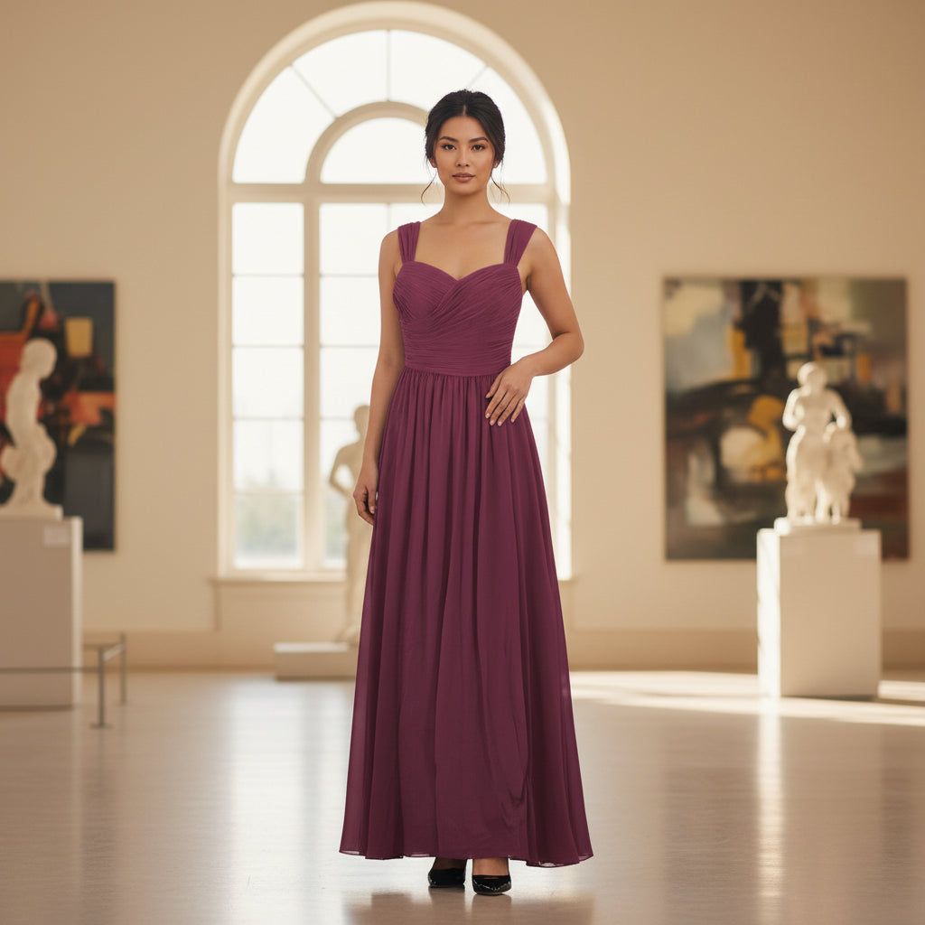 Berry Chiffon Gown - Transformative Evening Drama
