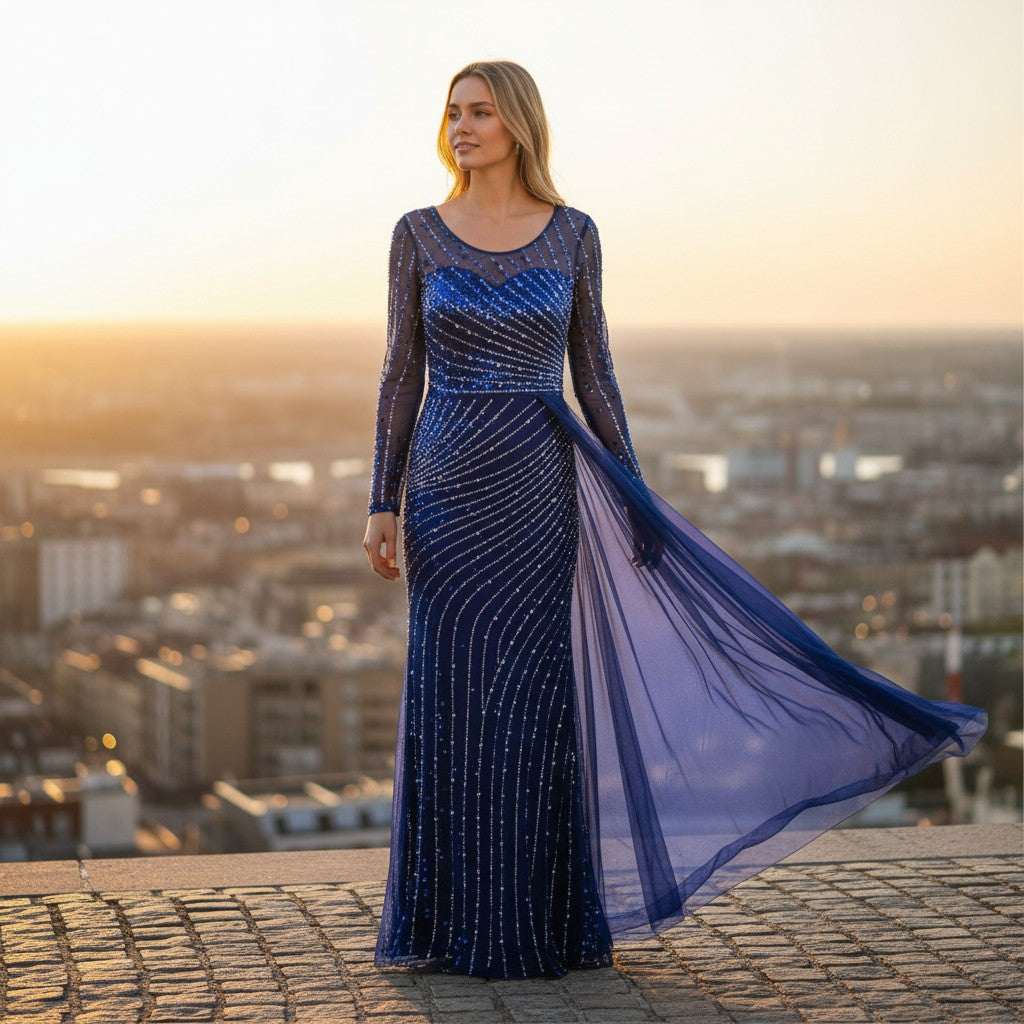 Sequined Party Dress - Royal Blue Brilliance