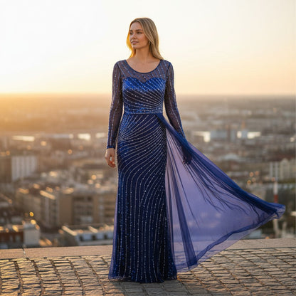 Sequined Party Dress - Royal Blue Brilliance