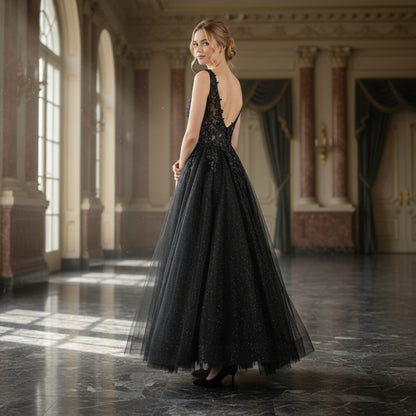 Midnight Black One-Shoulder Gown for Gala Nights