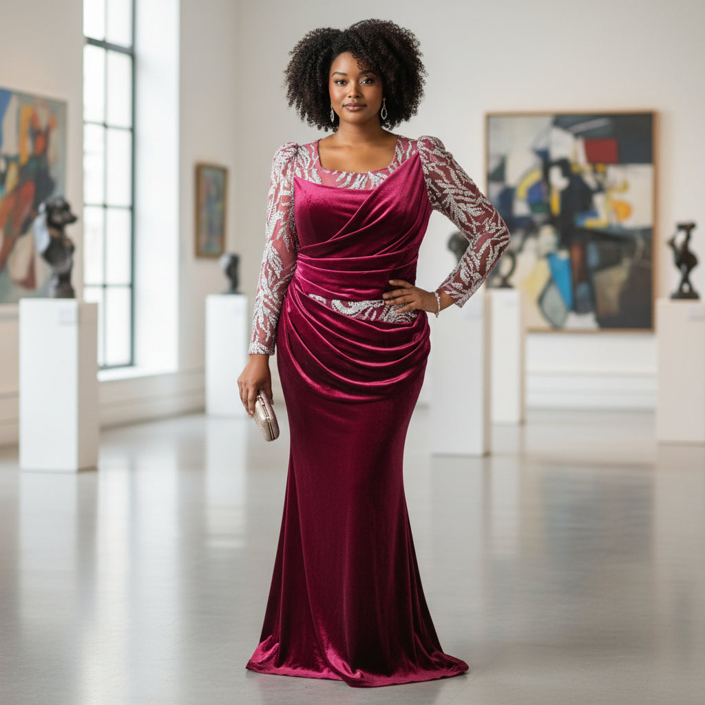 Burgundy Glamour: The Showstopper Evening Dress